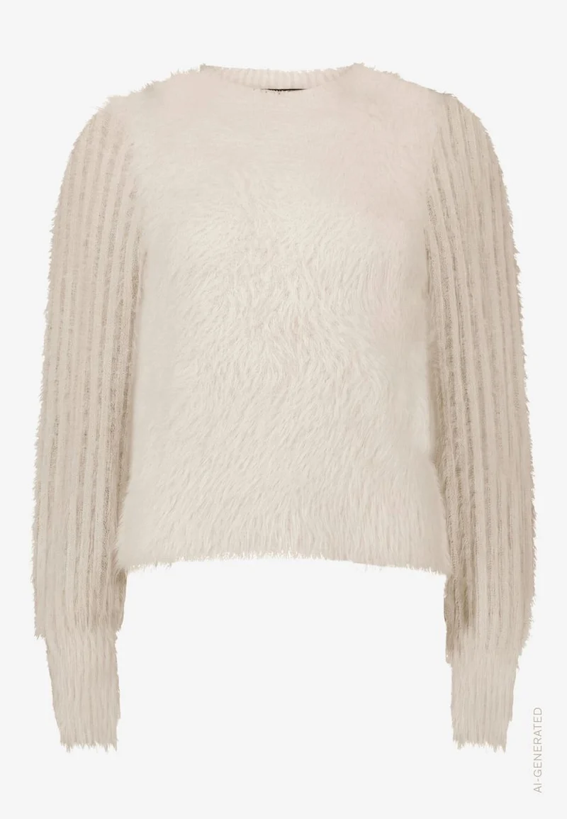 Flauschiger Damen Pullover mit Stehkragen