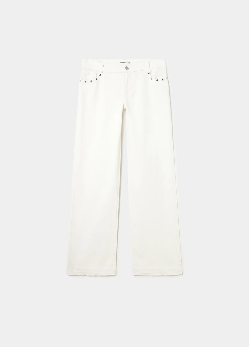 Low-rise pants with glitter stars and studs