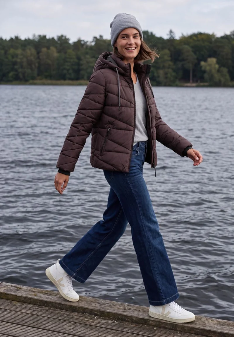 Steppjacke mit Kapuze und Zipper