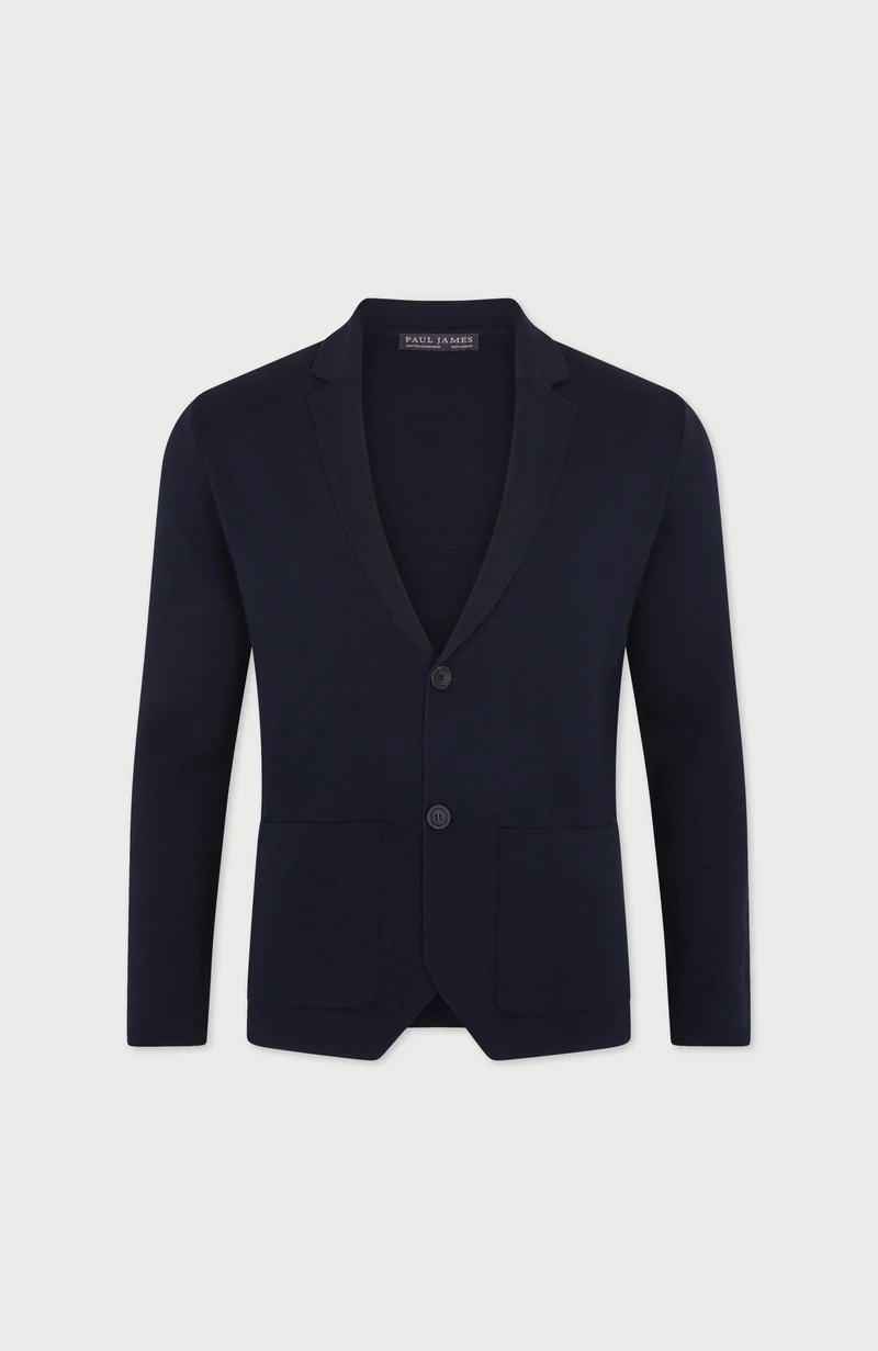Mens Lightweight Extra Fine Merino Wool Knitted Blazer