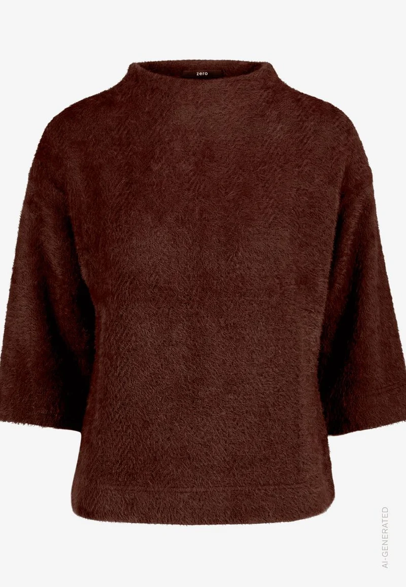 Damen Sweatshirt 3/4 Arm mit Fischgrätmuster