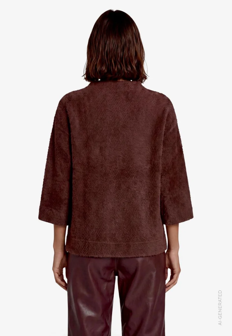 Damen Sweatshirt 3/4 Arm mit Fischgrätmuster