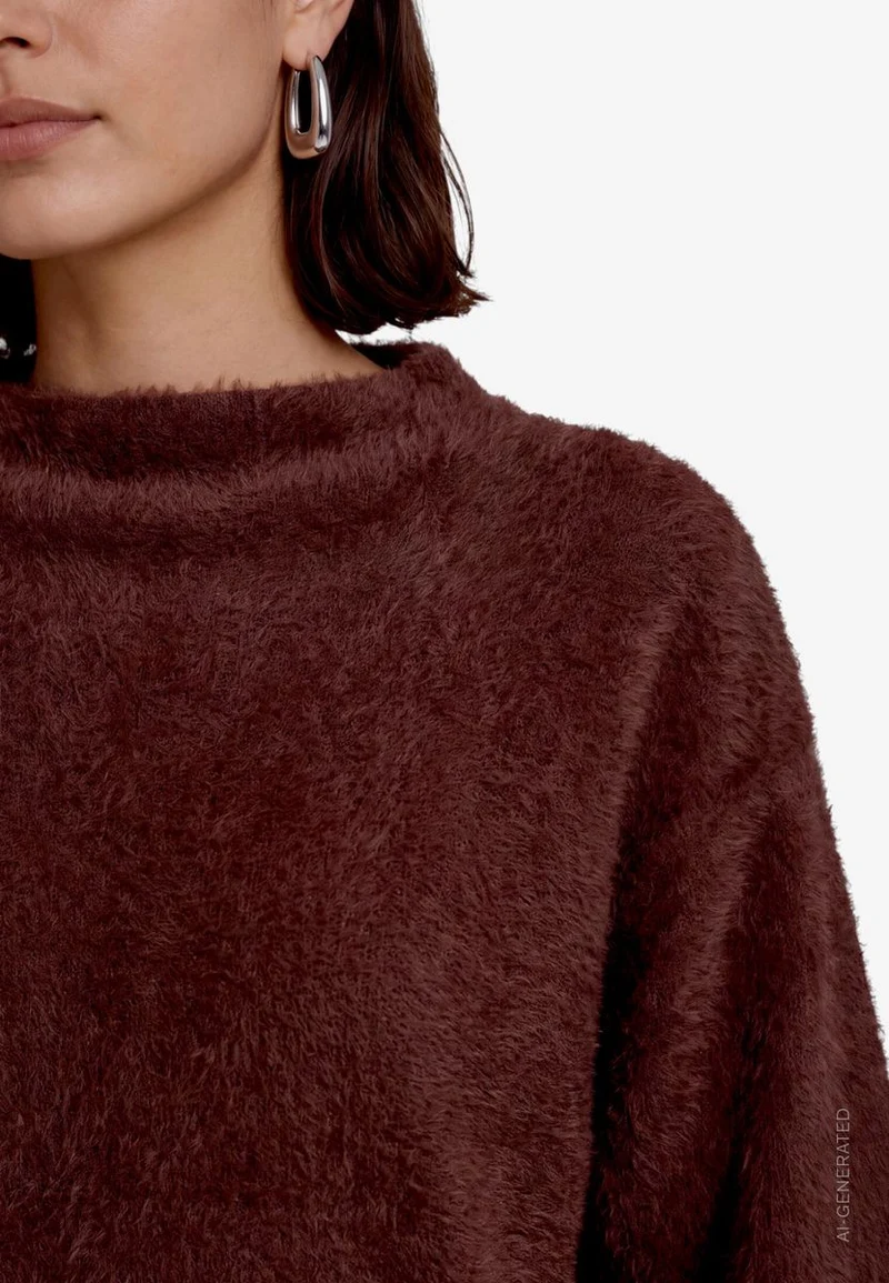 Damen Sweatshirt 3/4 Arm mit Fischgrätmuster