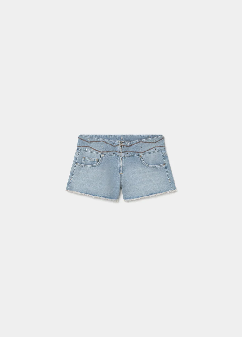 Wide embroidered waistband shorts