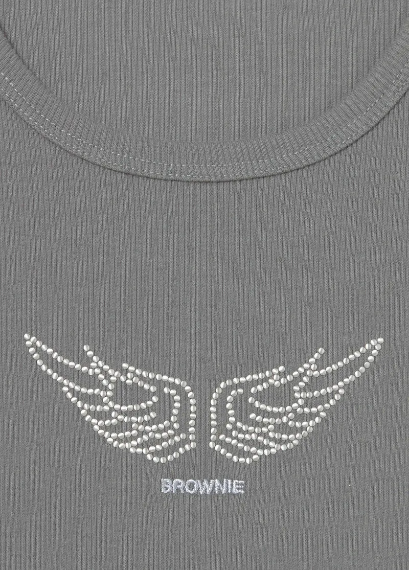 Sequin wing strap top