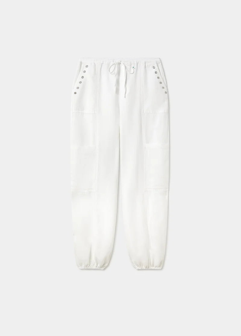Linen harem pants with studded detail