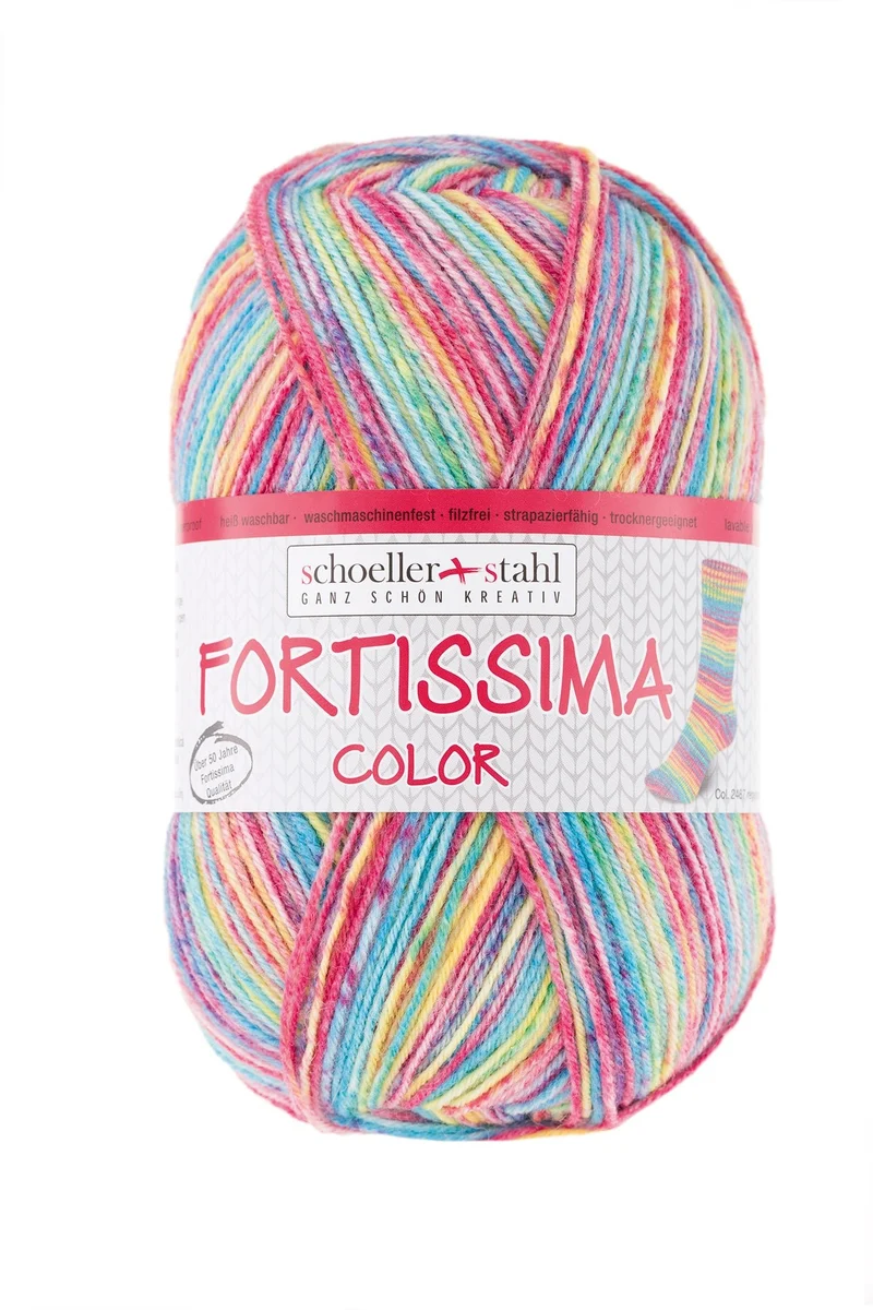 Fortissima bunte 4-fach Sockenwolle | Farbe 2487 - REGENBOGEN