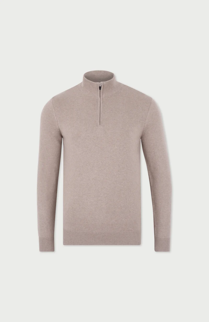 Leichter Herrenpullover aus 100 % Baumwolle mit Reißverschluss am Kragen