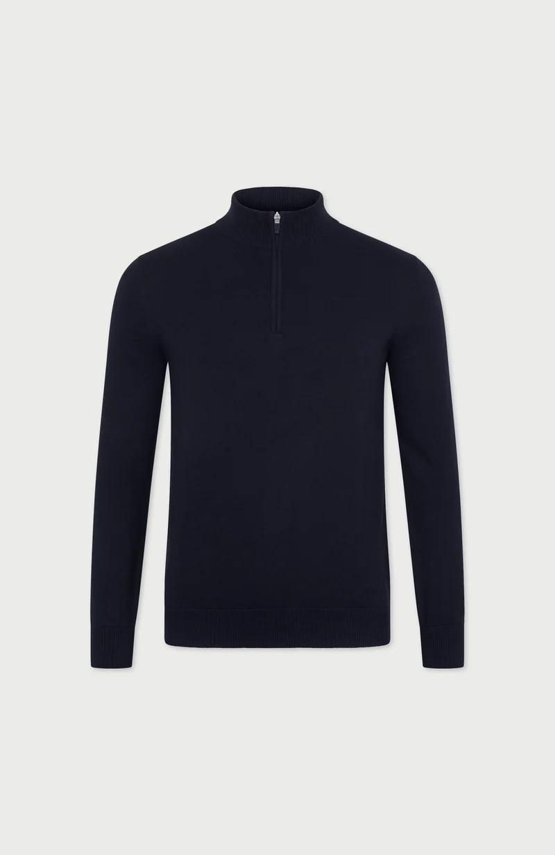 Leichter Herrenpullover aus 100 % Baumwolle mit Reißverschluss am Kragen