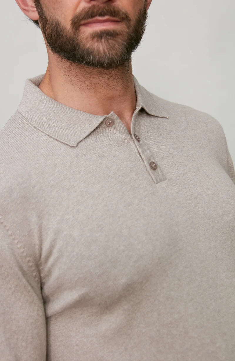 Langärmliges Strick-Poloshirt für Herren aus 100 % Baumwolle