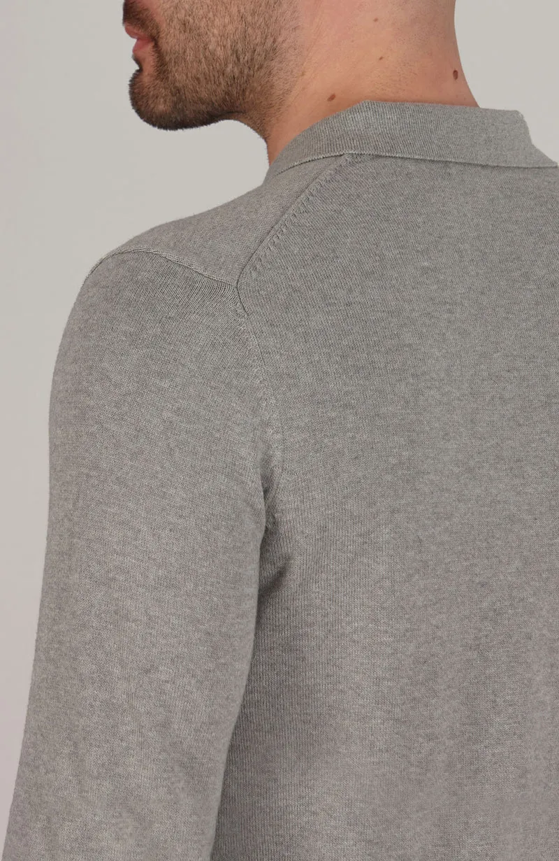 Langärmliges Strick-Poloshirt für Herren aus 100 % Baumwolle