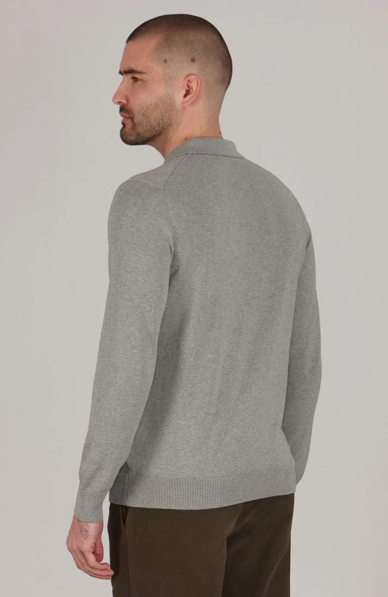 Langärmliges Strick-Poloshirt für Herren aus 100 % Baumwolle