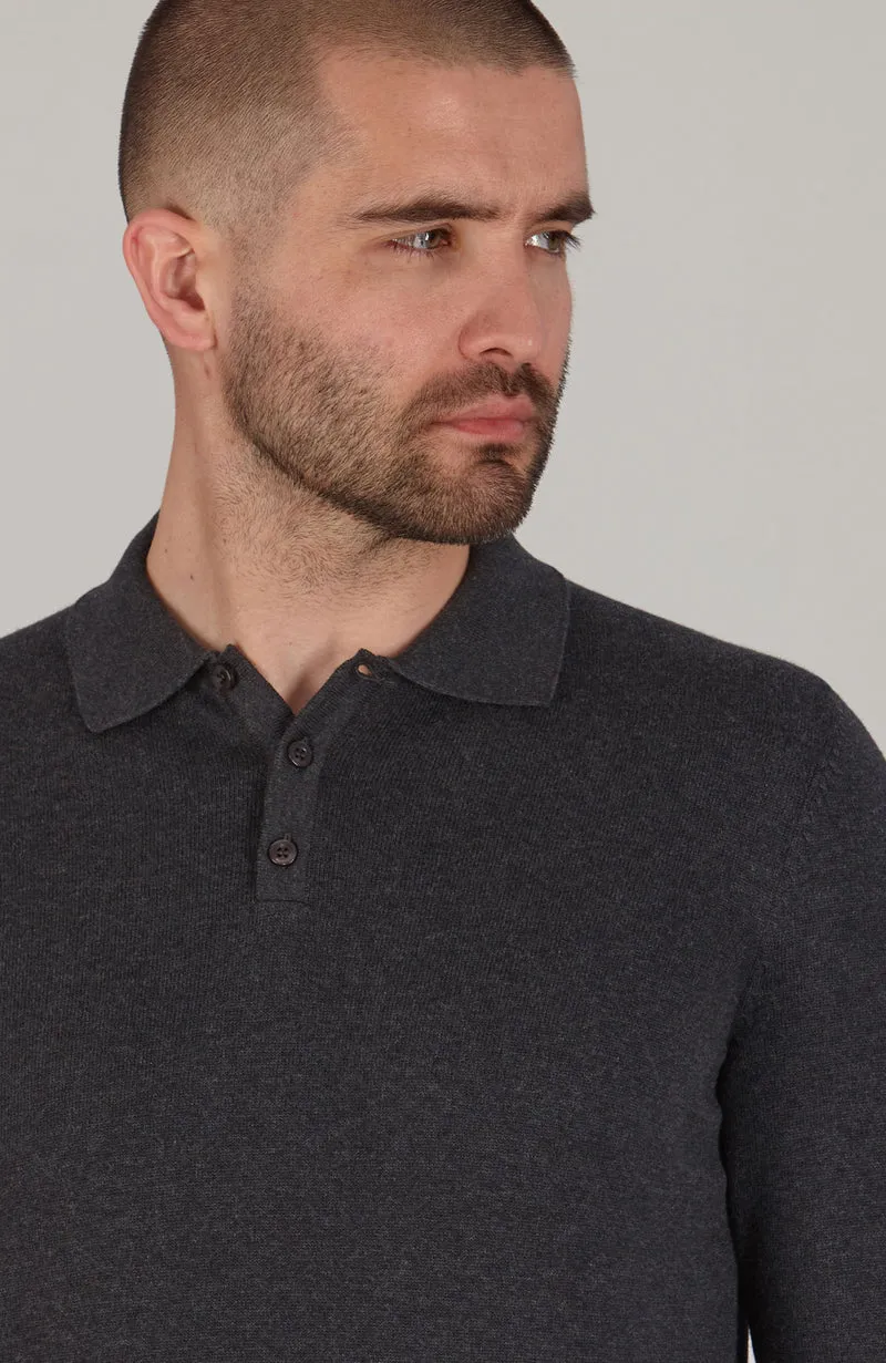 Langärmliges Strick-Poloshirt für Herren aus 100 % Baumwolle