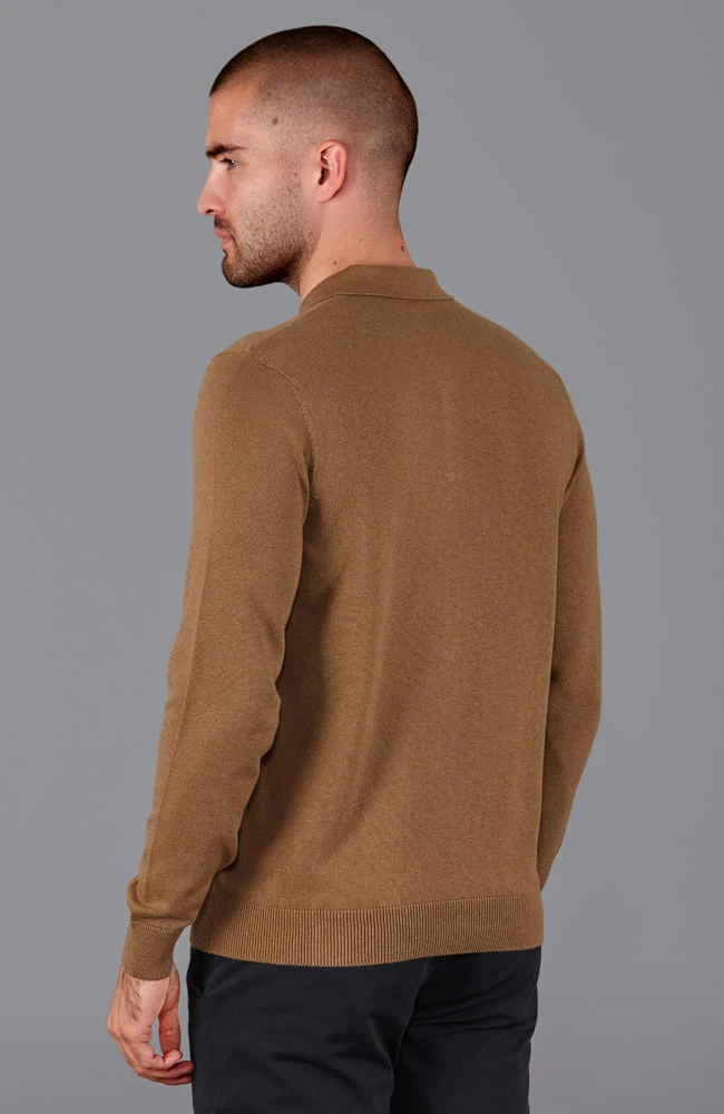 Langärmliges Strick-Poloshirt für Herren aus 100 % Baumwolle