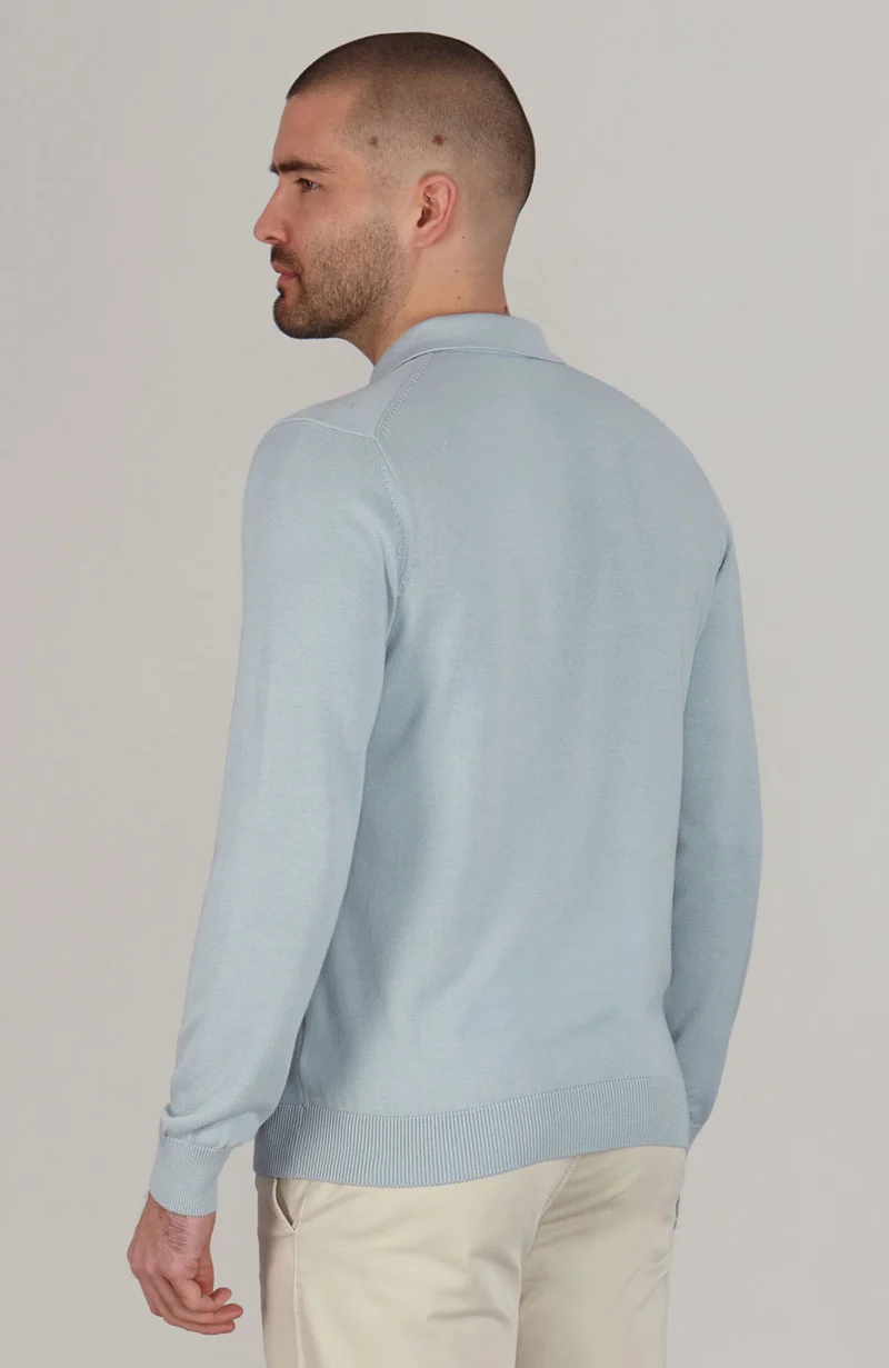 Langärmliges Strick-Poloshirt für Herren aus 100 % Baumwolle