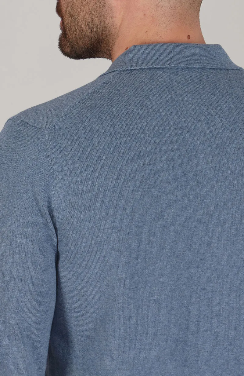 Langärmliges Strick-Poloshirt für Herren aus 100 % Baumwolle