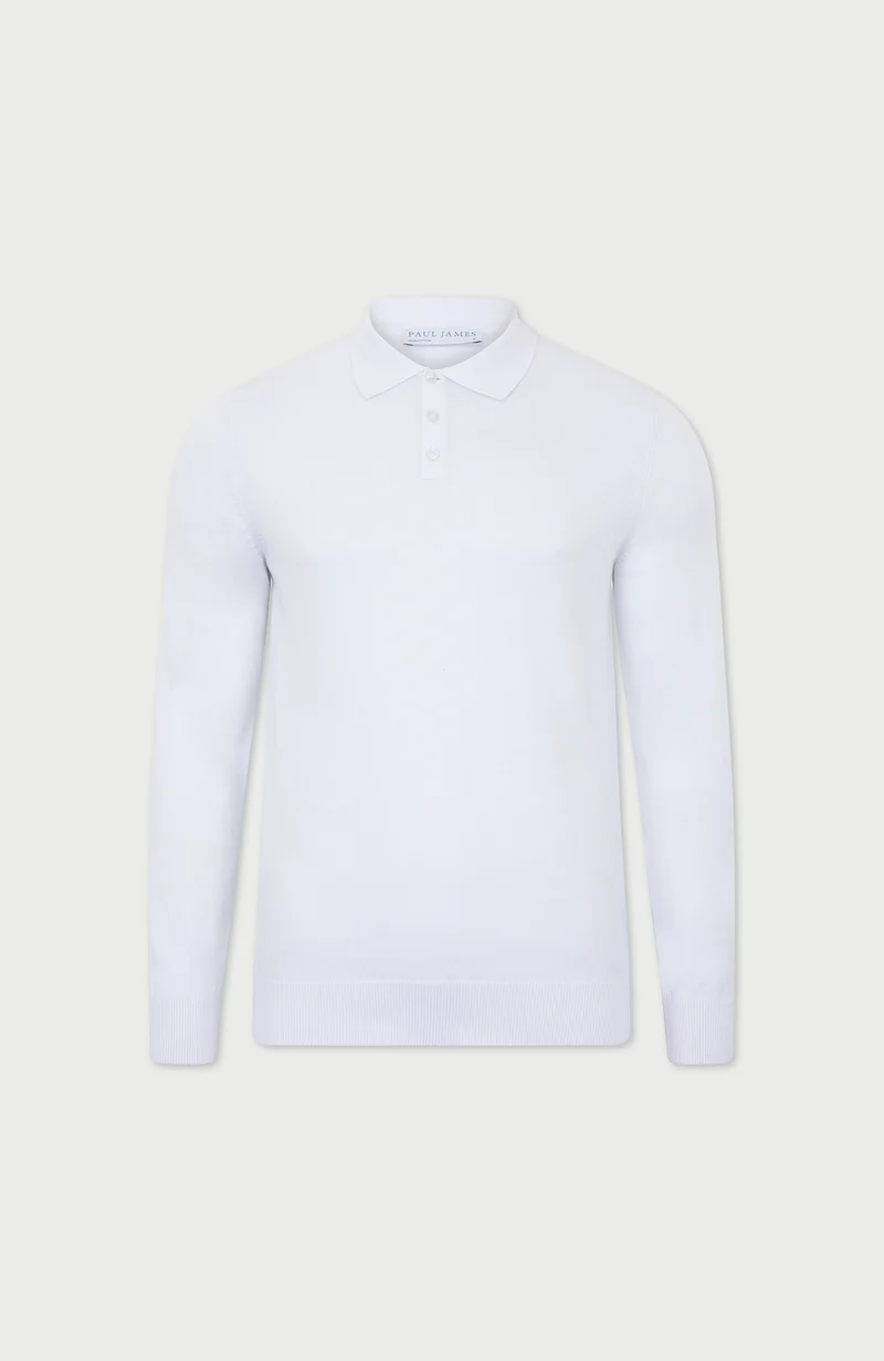 Langärmliges Strick-Poloshirt für Herren aus 100 % Baumwolle
