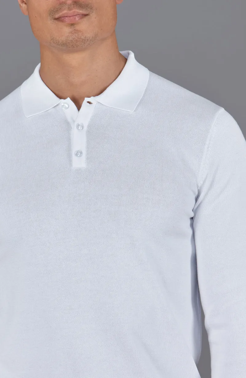 Langärmliges Strick-Poloshirt für Herren aus 100 % Baumwolle
