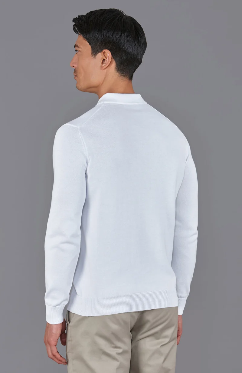 Langärmliges Strick-Poloshirt für Herren aus 100 % Baumwolle