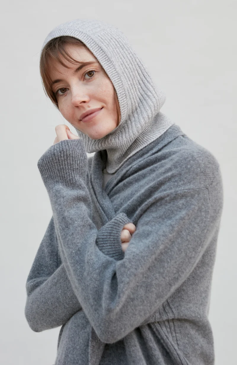 Merino Cashmere Ribbed Open Face Balaclava