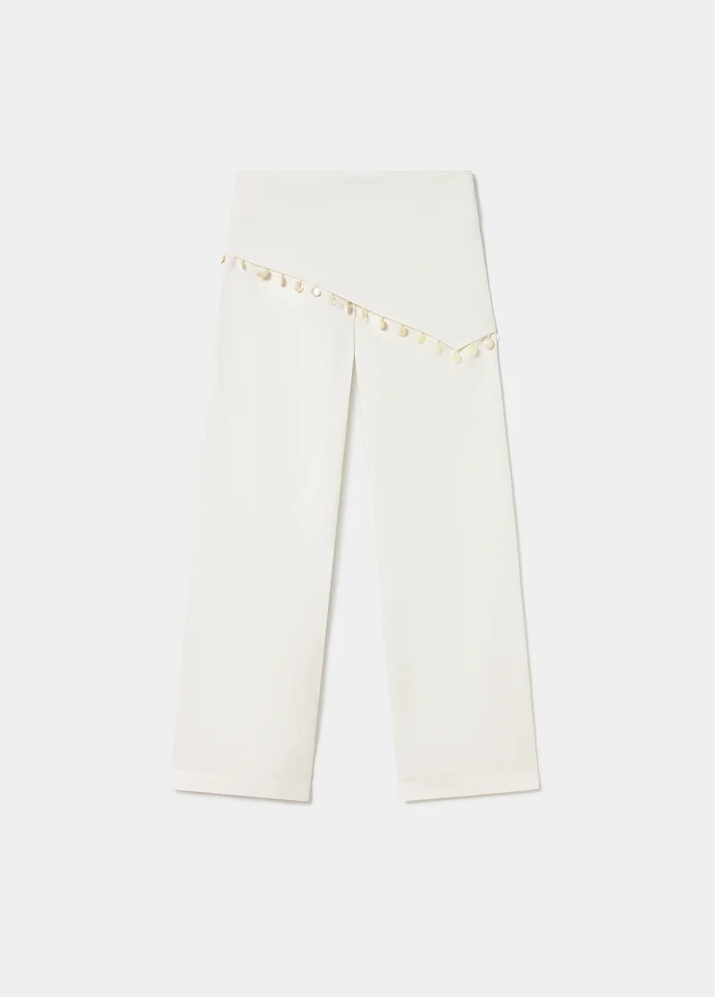 Wrap pants with shell detail