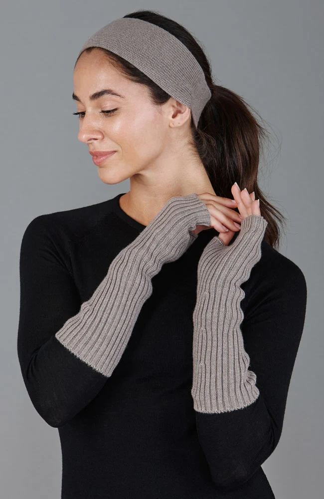 Gerippte fingerlose Damenhandschuhe aus Merino Activewear