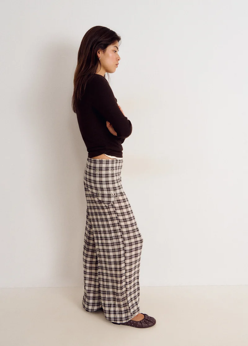 Plaid harem pants with scarf