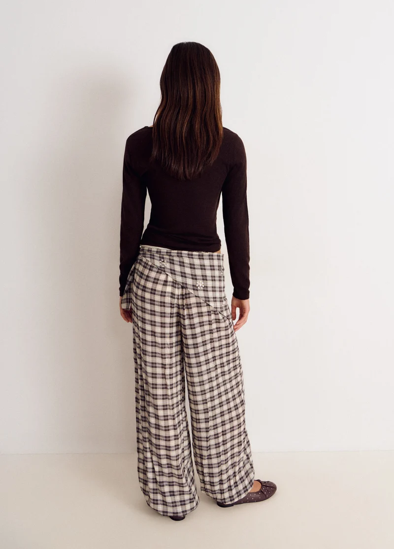 Plaid harem pants with scarf