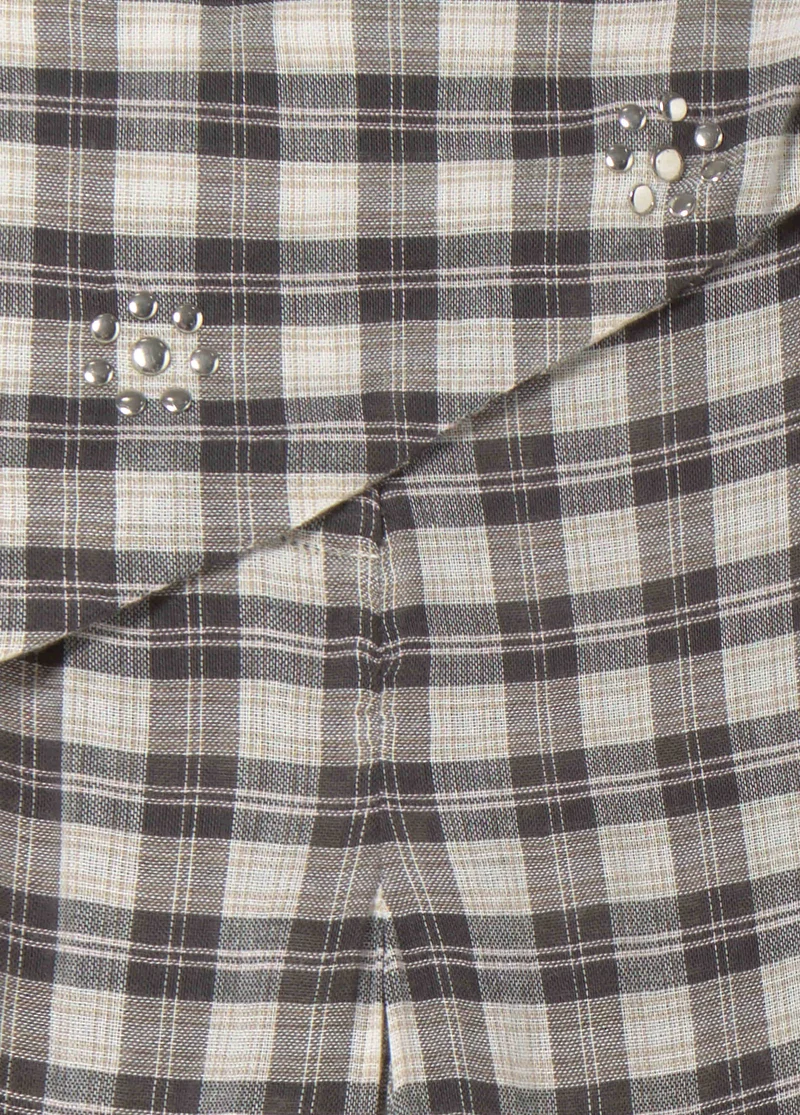 Plaid harem pants with scarf
