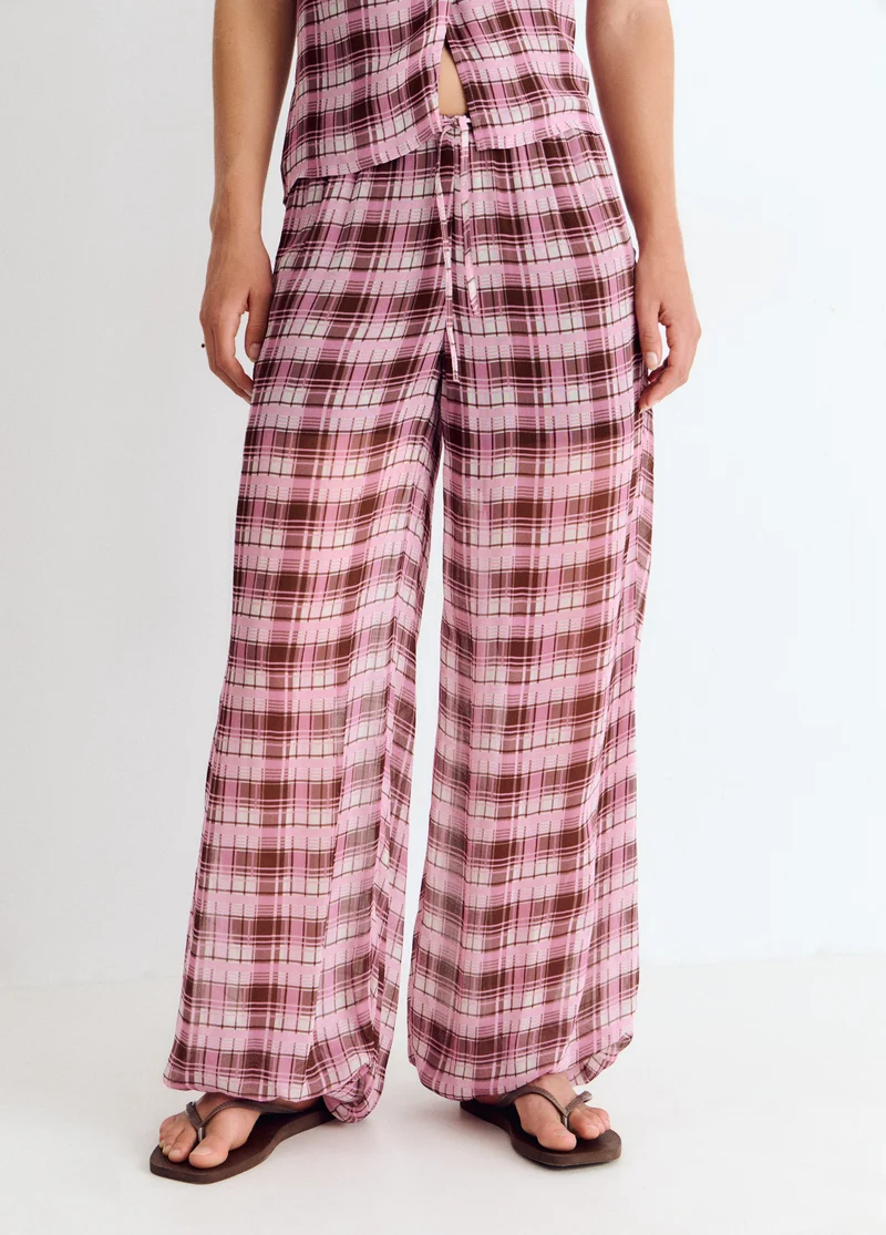 Checkered long harem pants