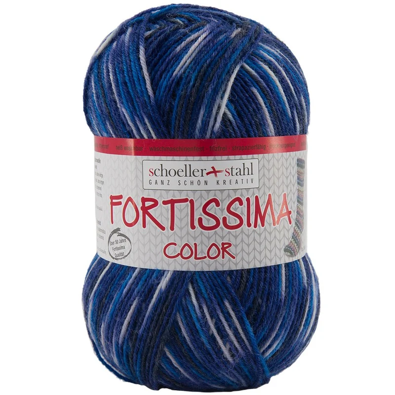 Fortissima bunte 4-fach Sockenwolle | Farbe 2408 - MARINE