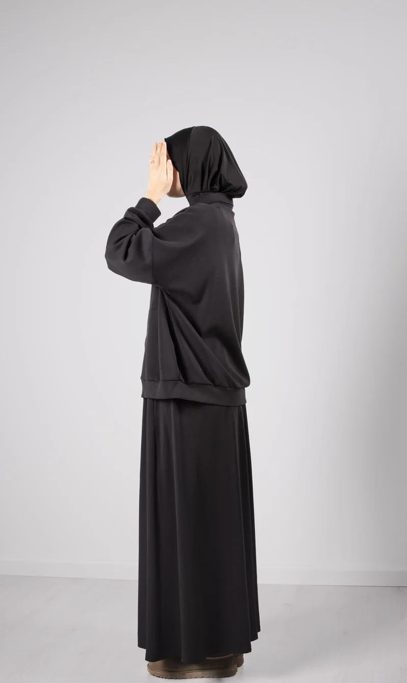 Lässiges Twinset aus weichem Stoff – Schwarz