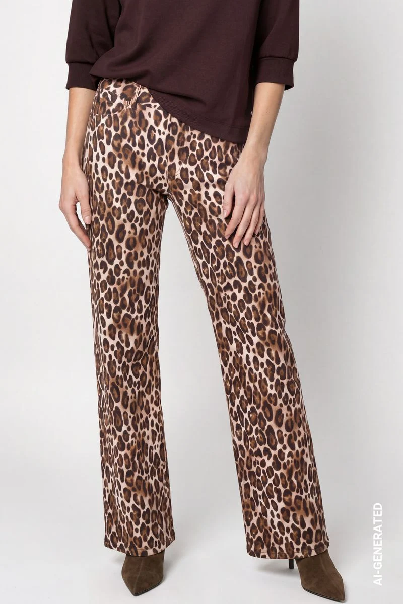 Wide Leg Jeans mit Leomuster