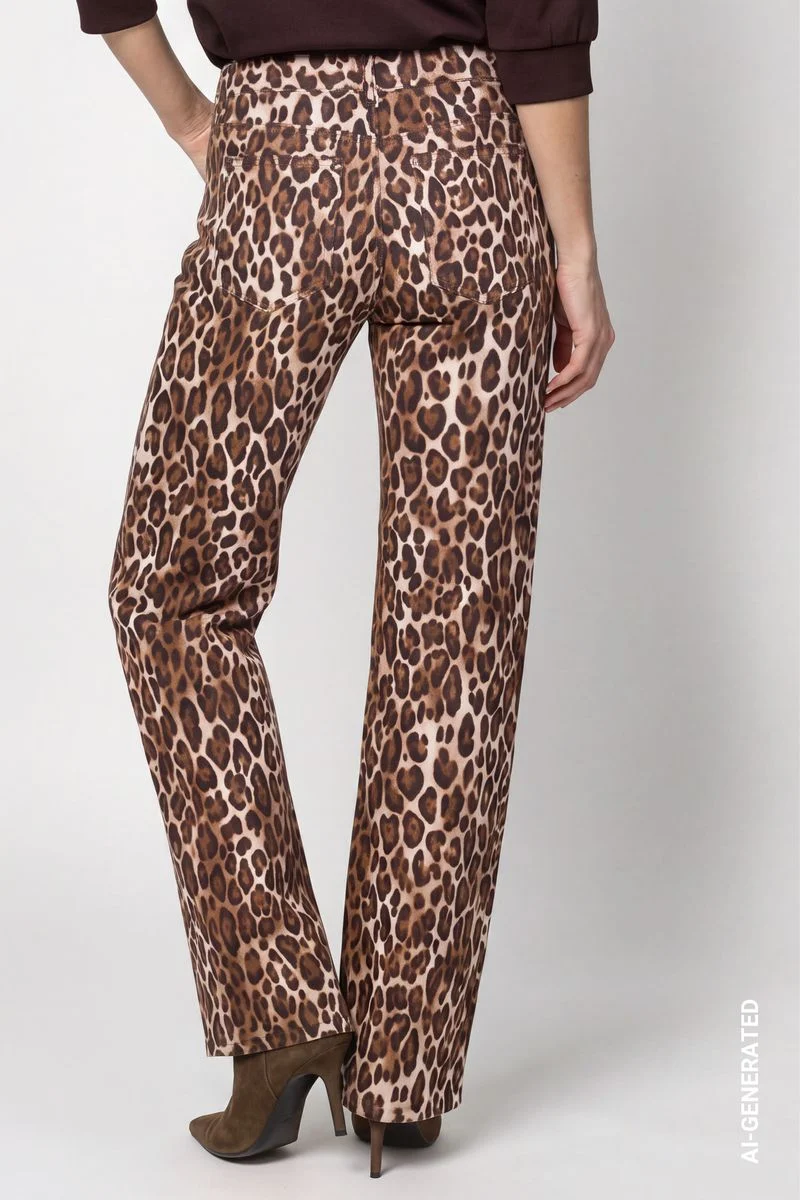 Wide Leg Jeans mit Leomuster