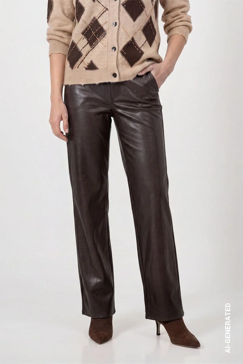 Lederimitat-Wide-Leg-Hose
