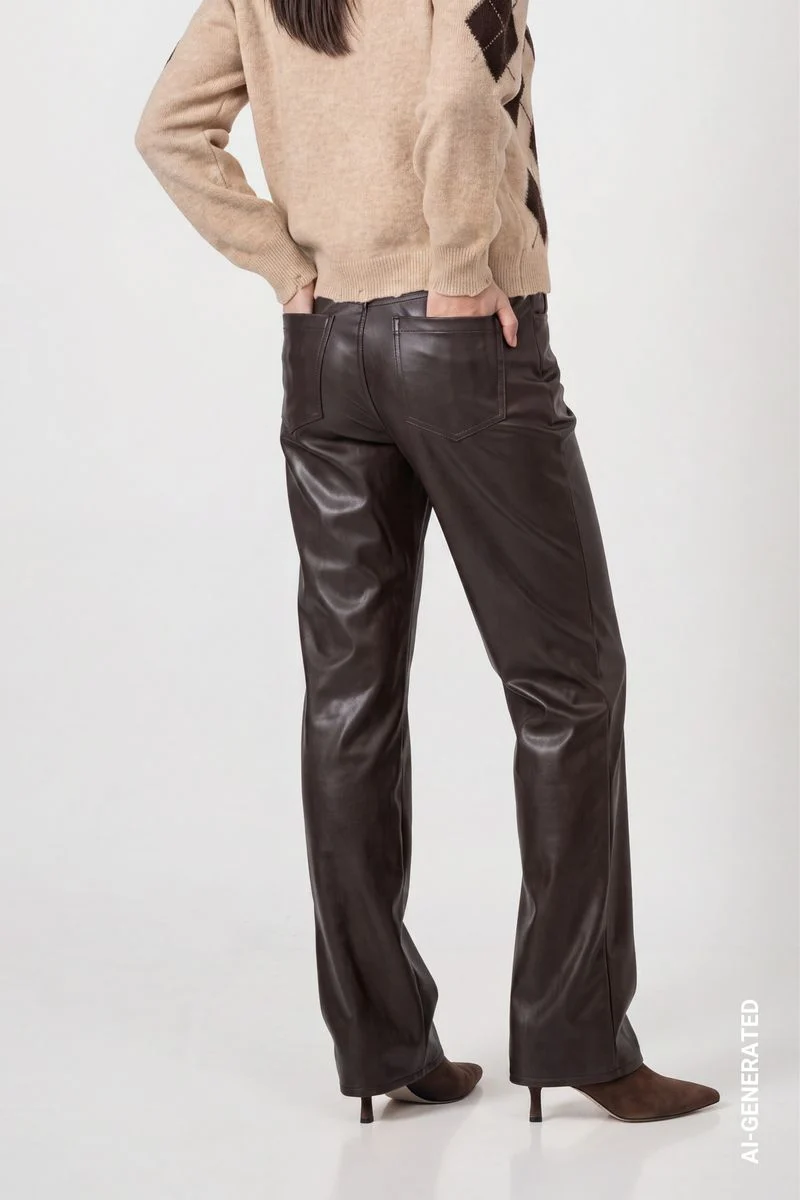 Lederimitat-Wide-Leg-Hose