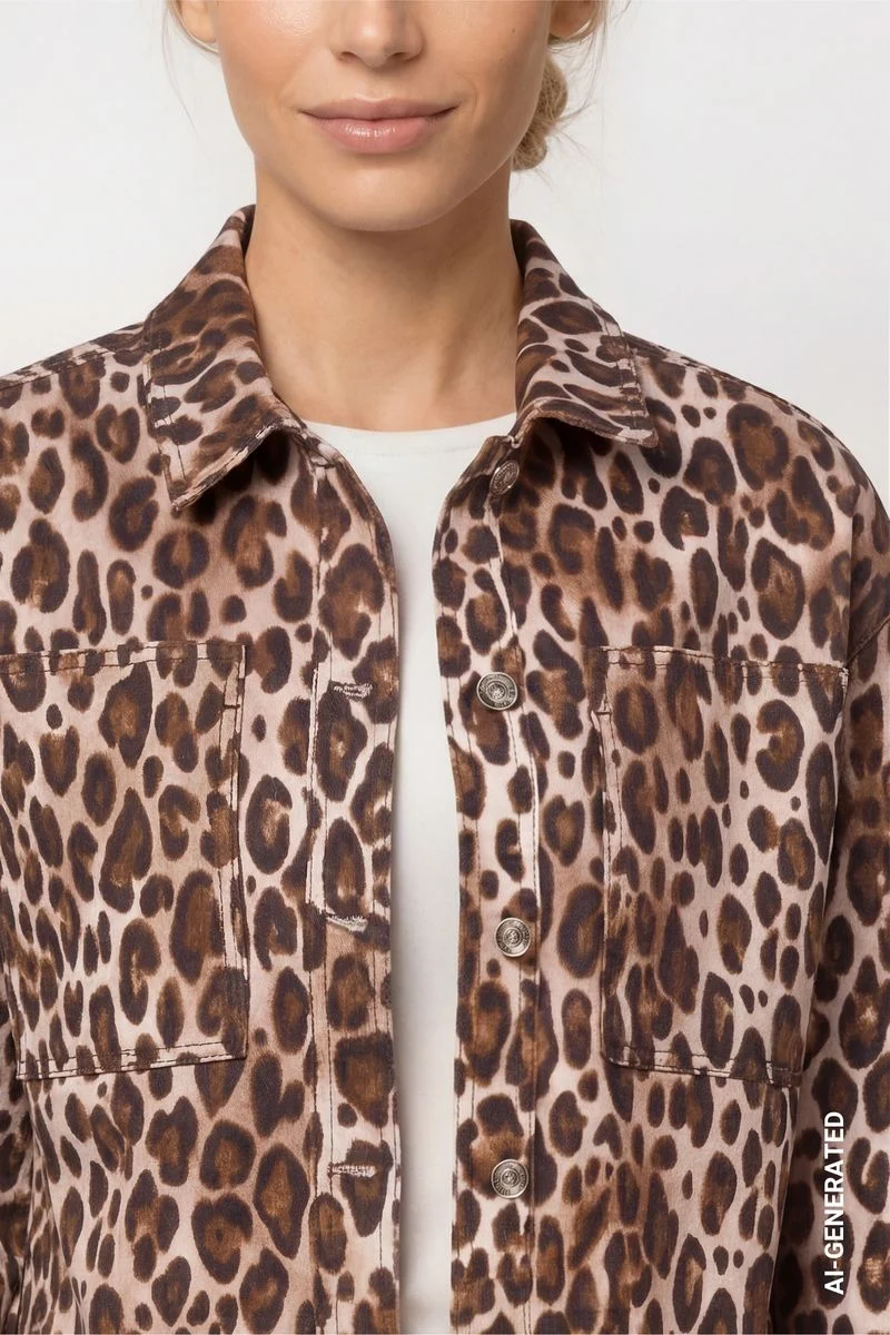 Jeansjacke mit Leomuster