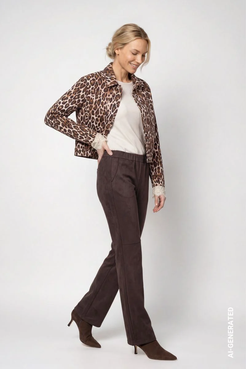 Jeansjacke mit Leomuster
