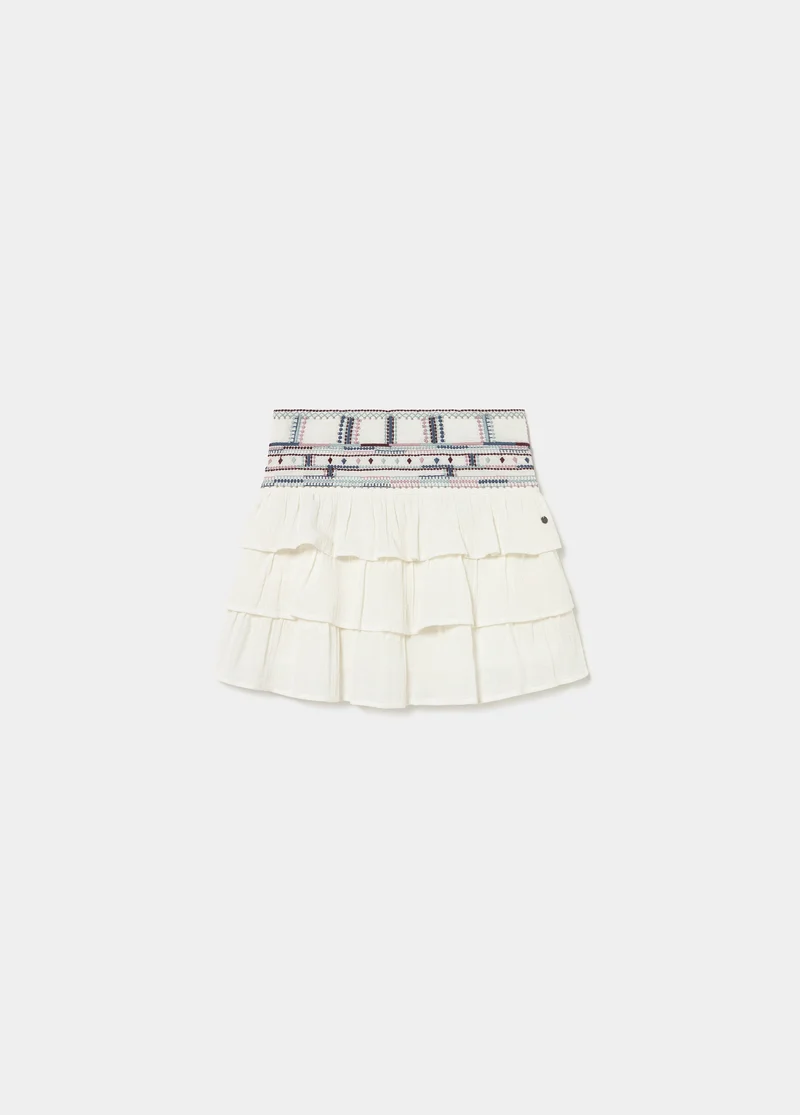 Printed skirt with beaded waist detail