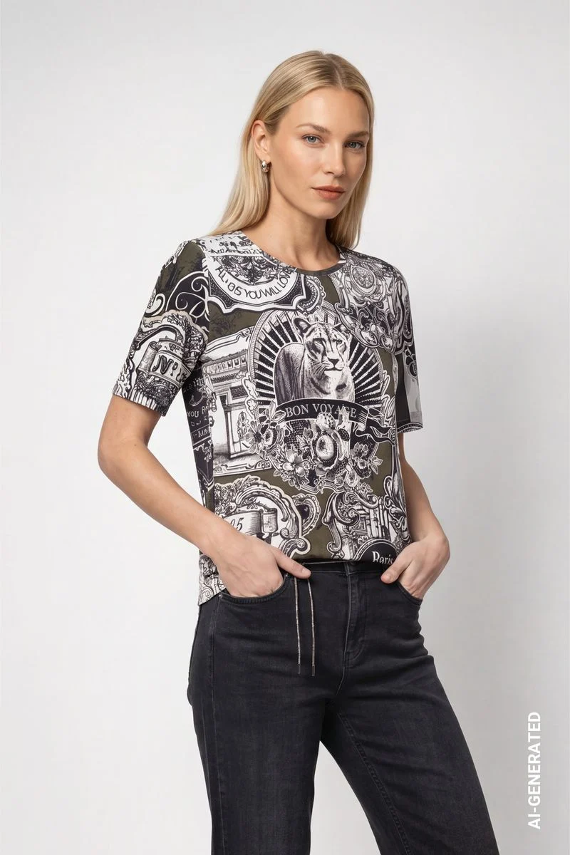 T-Shirt mit Emblem-Muster