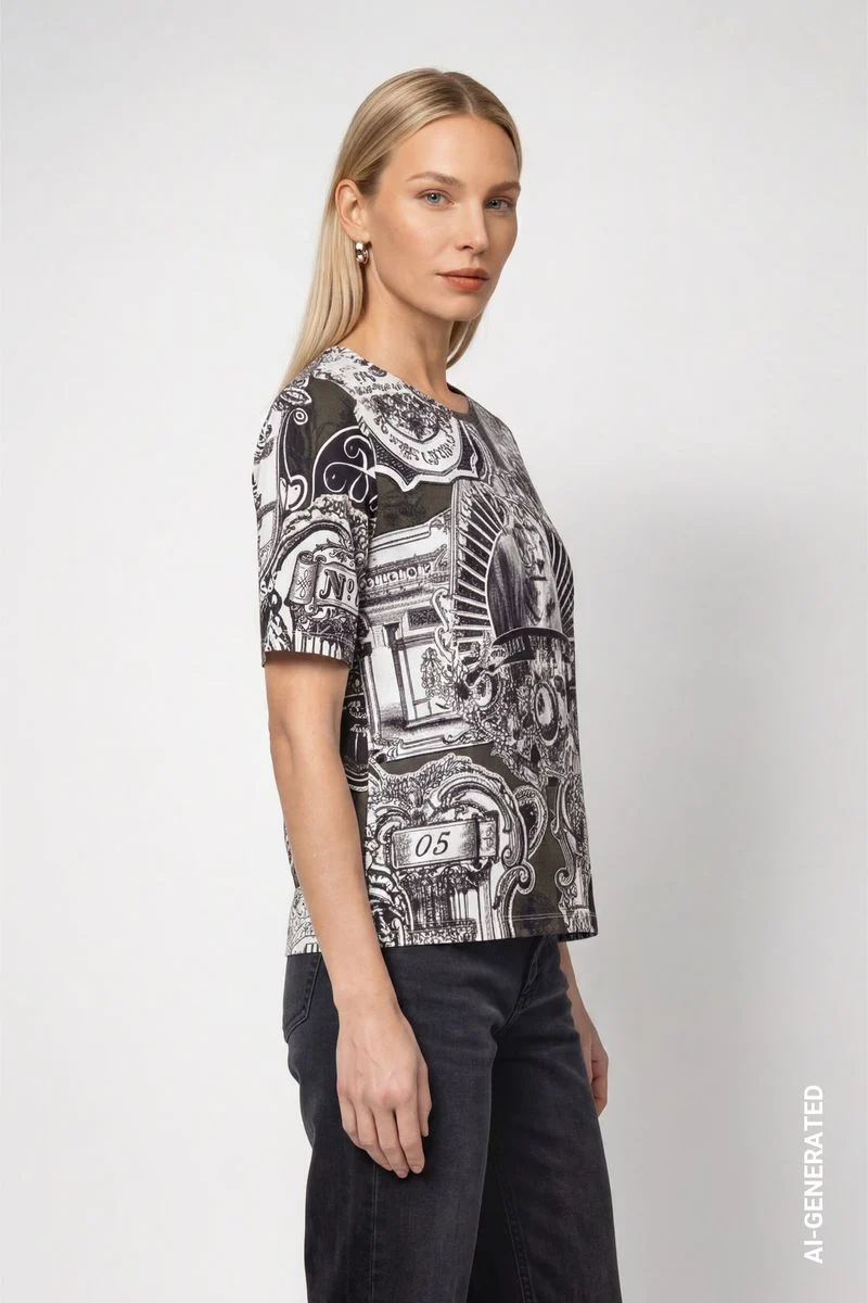 T-Shirt mit Emblem-Muster
