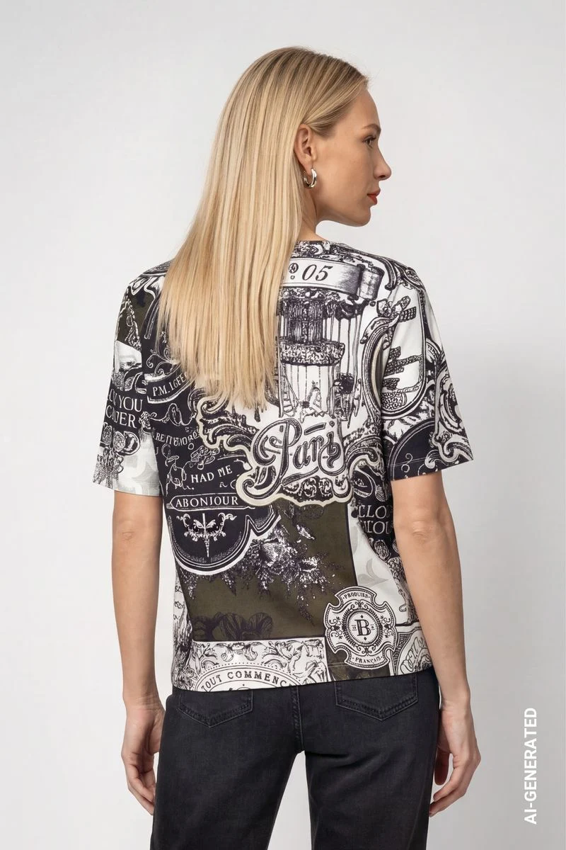 T-Shirt mit Emblem-Muster