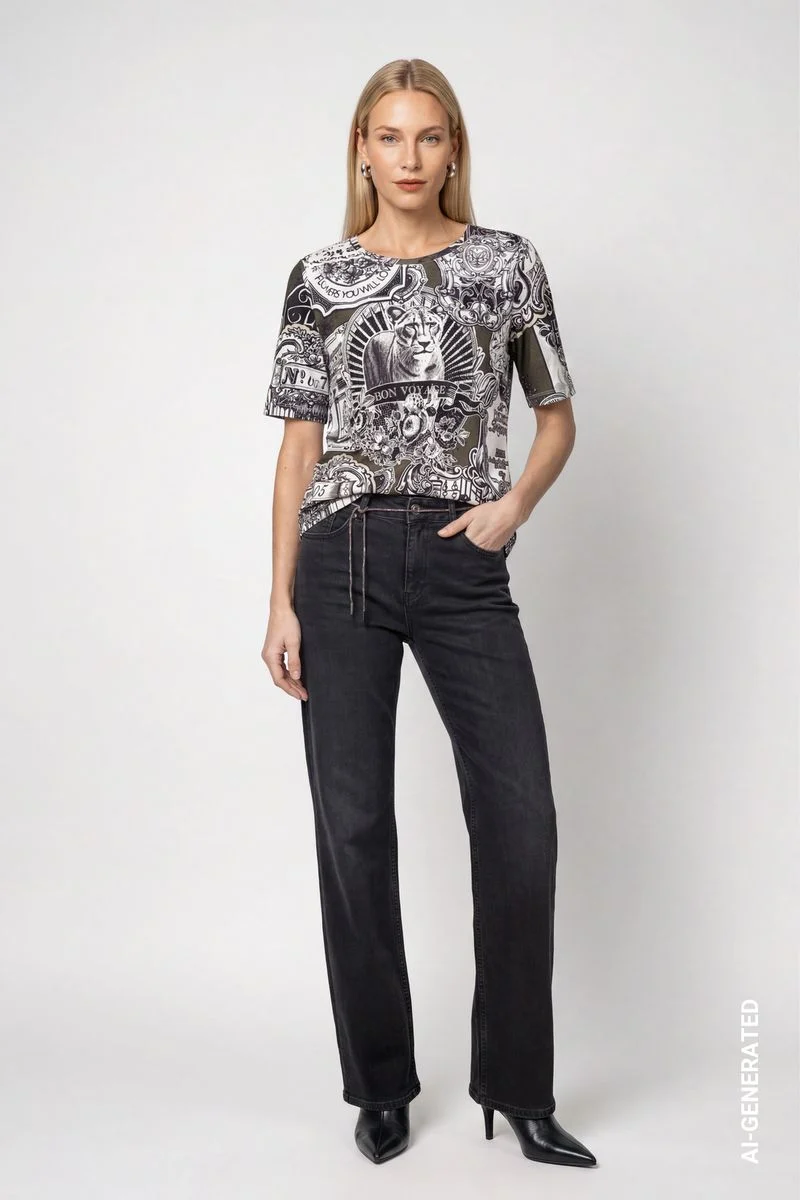 T-Shirt mit Emblem-Muster