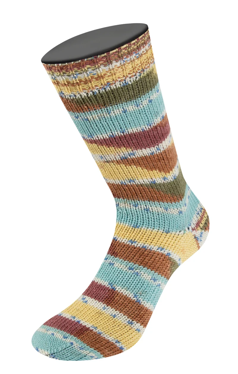 Lana Grossa Meilenweit 100 Seta Giappone 3392 Braun/Weiß/Blau/Nougat/Moosgrün/Senf/Türkis/Hellgelb