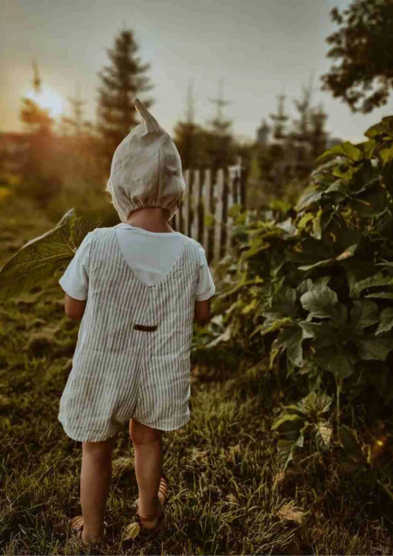 kurze Leinenlatzhose für Kinder "Weide", Salopette