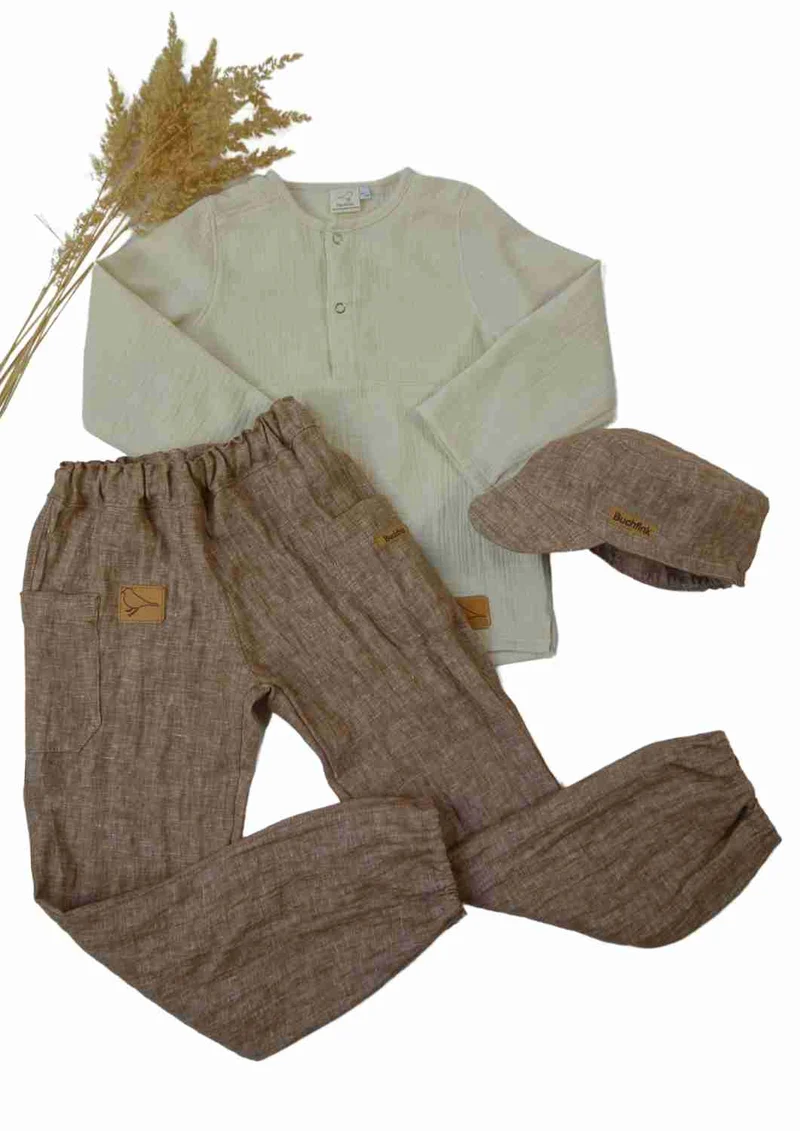 Leinenhose für Kinder, mit Taschen, "Birke"