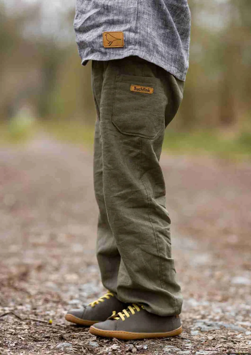 Leinenhose für Kinder, mit Taschen, "Birke"