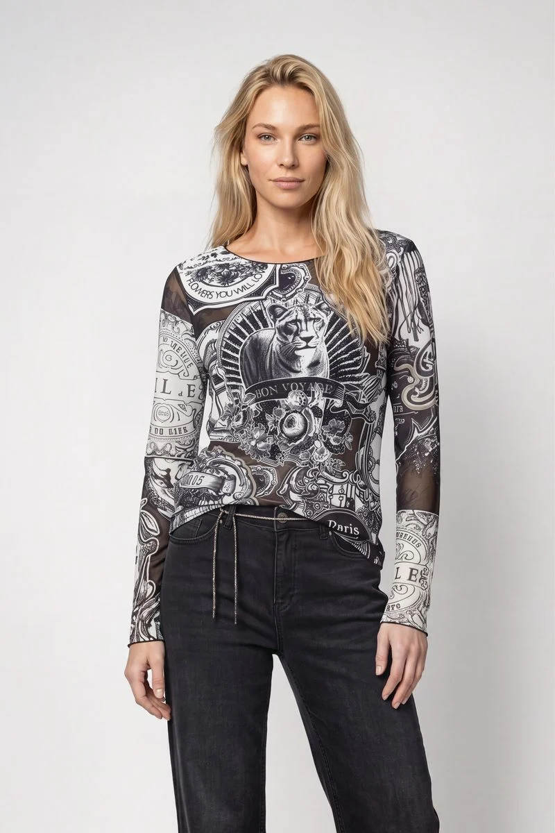 Langarmshirt mit Emblem-Muster