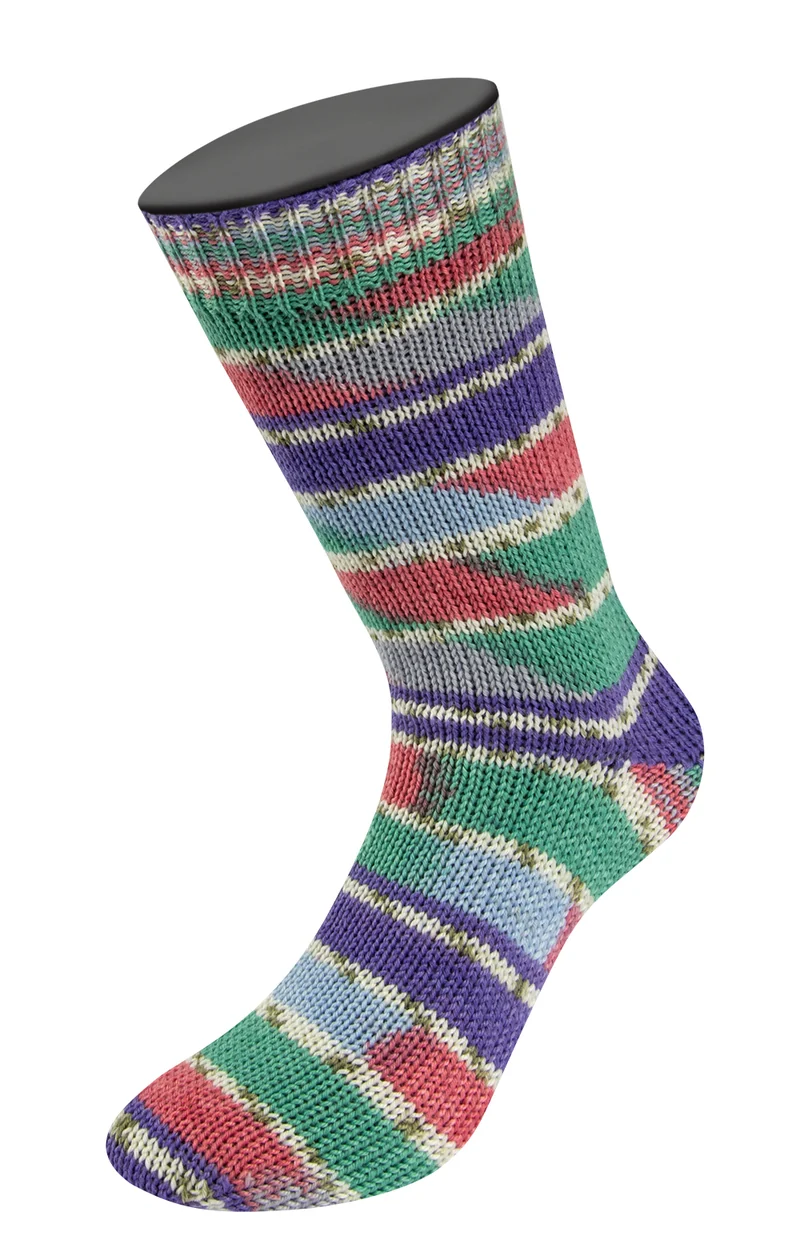 Lana Grossa Meilenweit 100 Seta Giappone 3389 Blauviolett/Weiß/Oliv/Hellblau/Jade/Altrosa/Hellgrau