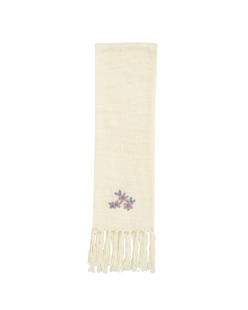 Forget-Me-Not Knitted Scarf in Cream